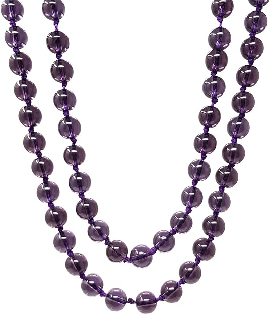 TreasureBay 8mm Natural Gemstone Beaded Necklace 120cm, Womens Gemstone