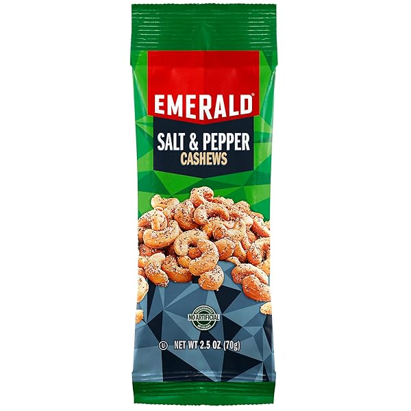 EMERALD NUTS SALT AND PEPPER SEASONED CASHEWS 8 CT (1-PACK) | 2.5 OZ
