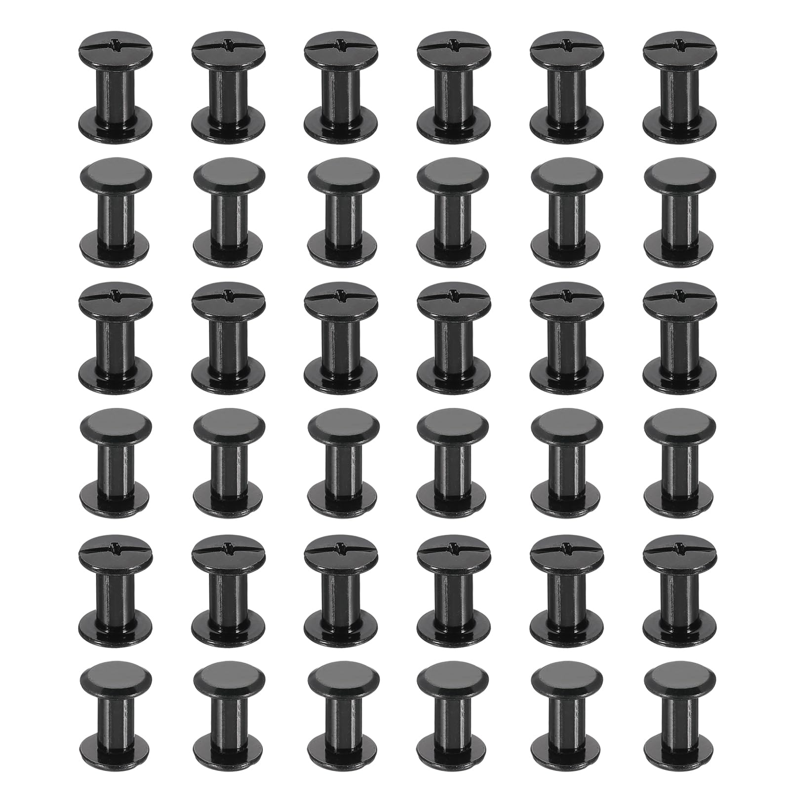 PATIKIL 50 Sets Chicago Screws, 10mm l Chicago Screws Phillips Binding Post Screw Bolts Leather Rivets Fasteners Connectors for Leather Belt Scrapbook Photo Albums, Black