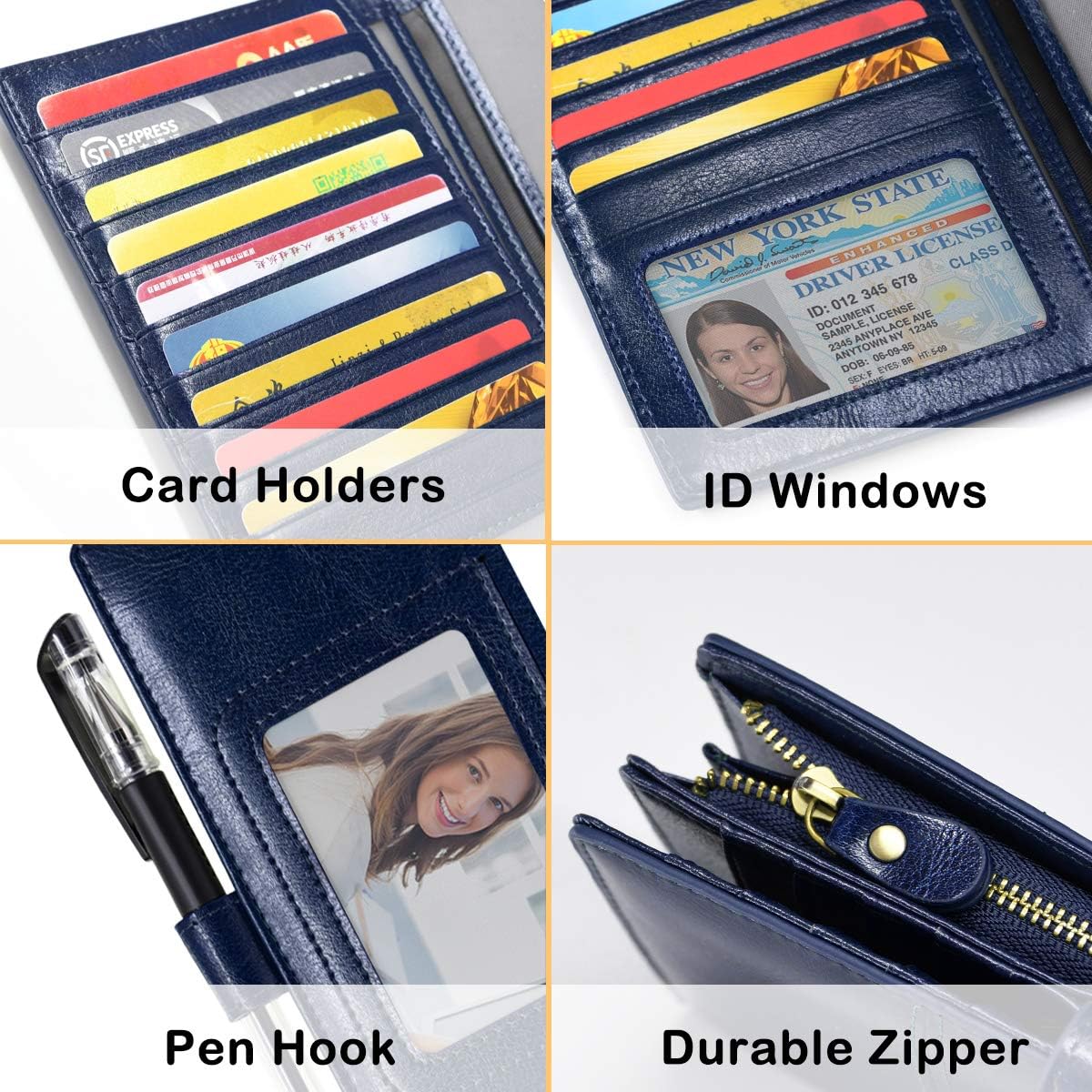 Cartera Cuero Mujer Grande Bloqueo RFID Gran Capacidad Billeteras Mujer