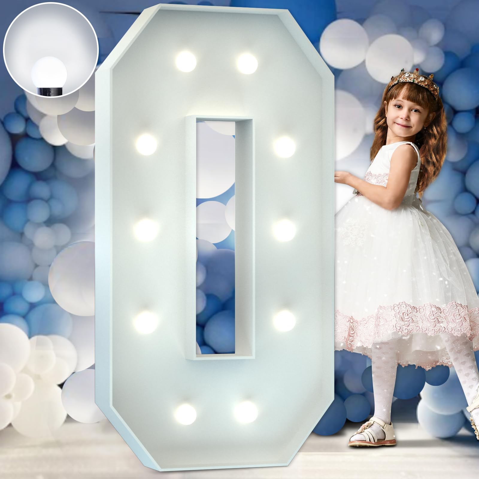 Photo 1 of imprsv 4FT Marquee Numbers, Light Up Numbers, Marquee Numbers 0, Cool White Light Up Numbers for Party, Big Numbers for 30th 40th 50th 60th Birthday Decorations, Large Cardboard, Anniversary Decor