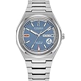 Citizen Men's Eco-Drive The Fantastic 4, Silver-Tone Super Titanium Watch, Blue Dial, Day/Date (Model: AW0131-66W)