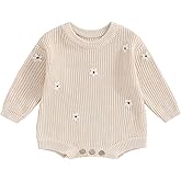 SAYOO Baby Sweater Romper Toddler Girl Oversize Embroidery Knit Pullover Sweater Warm Sweatshirt Romper Fall Winter Clothes