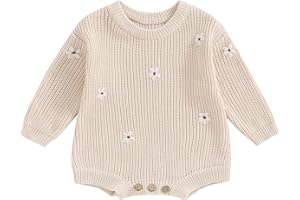 SAYOO Baby Sweater Romper Toddler Girl Oversize Embroidery Knit Pullover Sweater Warm Sweatshirt Romper Fall Winter Clothes