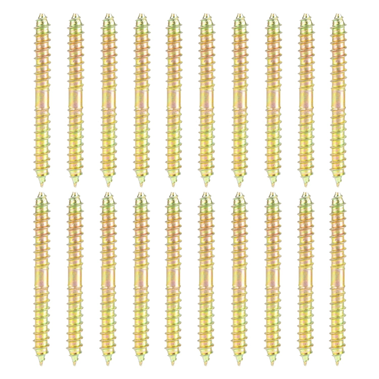 Uadme 20Pcs Double Ended Screw M5 x 40mm, Zinc Plated Hanger Bolts Double Headed Self-Tapping Thread Wood to Wood Dowel Screws, for Woodworking Furniture Connector