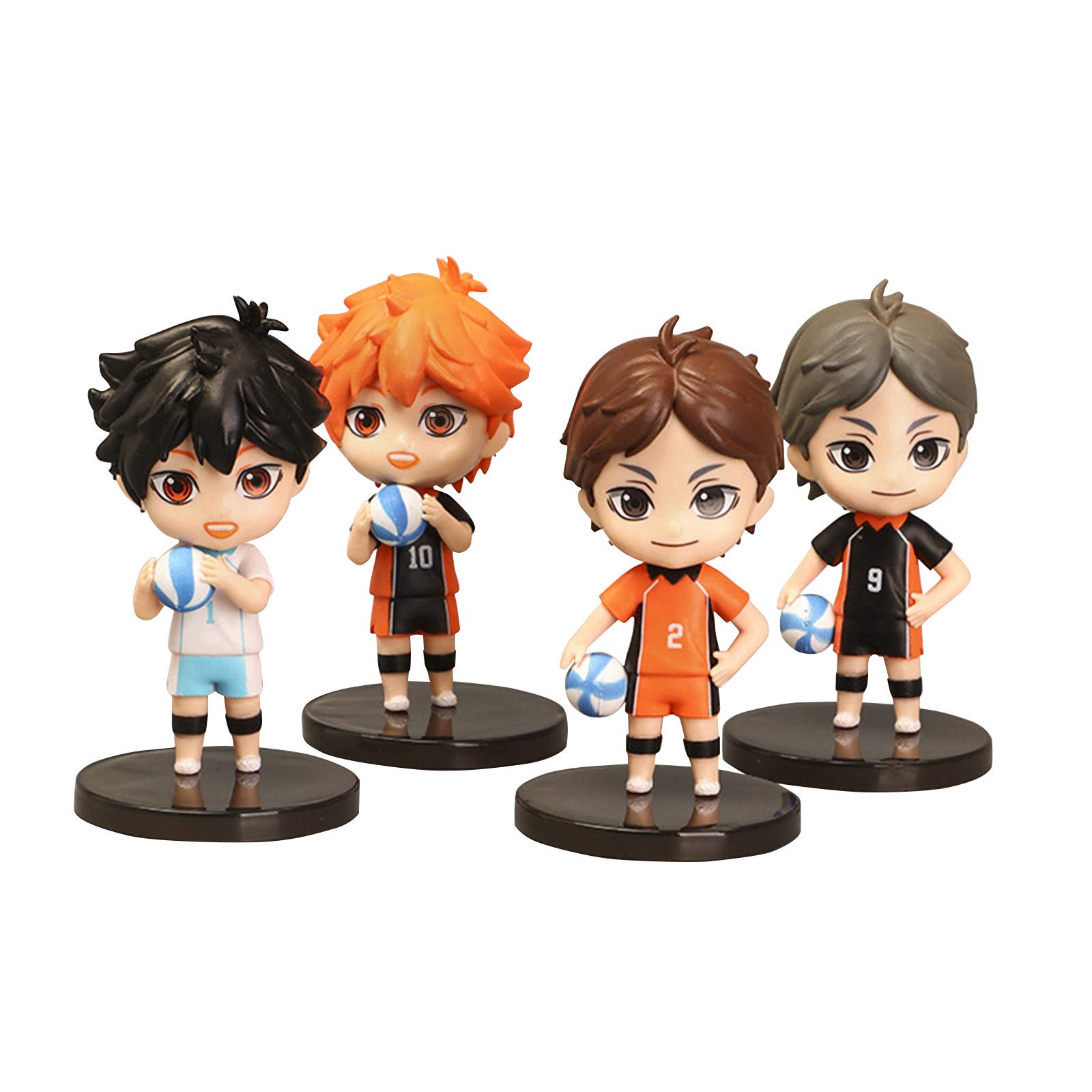 Tongyundacheng 4PCS Haikyuu!! 9cm Oikawa Tooru Figure Hinata Shoyo Tobio Kageyama Character Figures Cartoon Collectible Model for Home Decorations Birthday Gifts