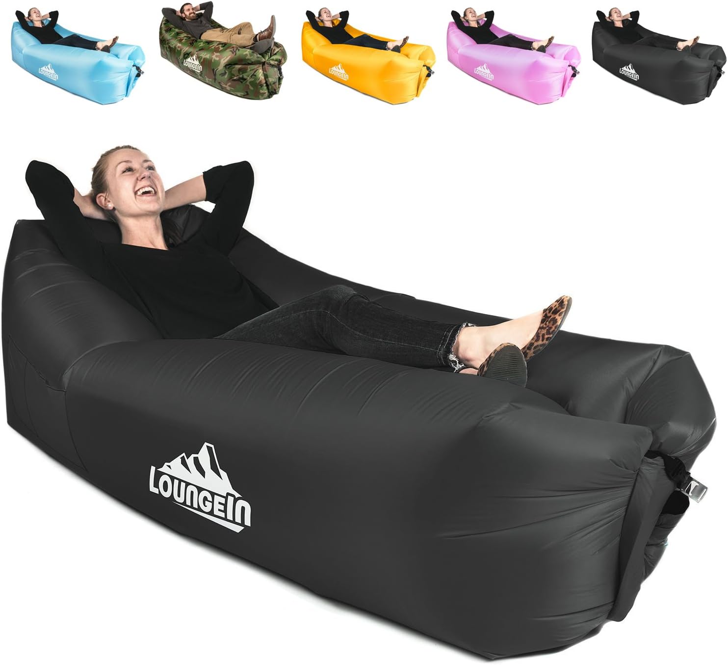 KyRush It Inflatable Lounger air Couch Chair Sofa Pouch | Lazy Hammock Blow up Bag | Lounge Outdoor at The Beach or Camping | Lay longers Chairs are The Best Outdoor Wind hammocks Around