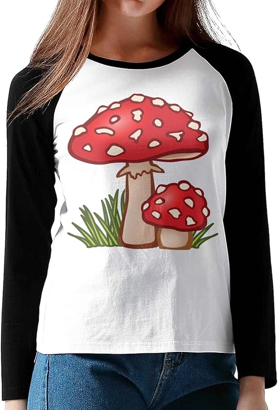 Magic Mushrooms Women's Lady Long Sleeve Raglan tee Sports Tshirt