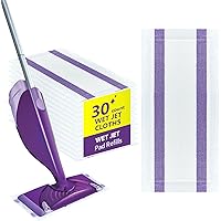 30 Count Disposable Wetjet Pad Refills for Swiffer Wetjet,Spray Wet Pads Refill, Heavy Duty Mop Pad Refills,All Purpose Multi