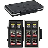 CFexpress Type A Card SD Card Holder Case Storage, Water-Resistant Shockproof Memory Card Organizer Box for 12 SD Card, 12 CF