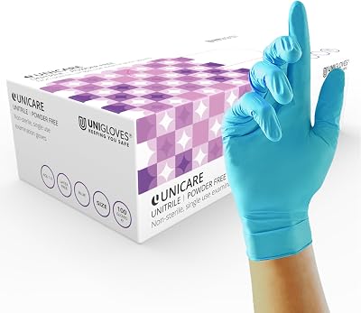 UNIGLOVES Unitrile GS0054 Medical Gloves Powder Free Large Blue Box 100