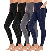 MIRITY 4 Pack Yoga Leggings with Pockets for Women - High Waist Tummy Control Pants for Workout