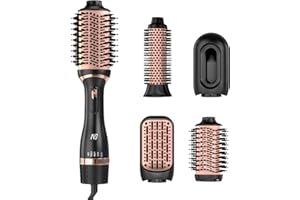 Nycoba Hair Dryer Brush Set, Multifunctional Hot Air Brush for Salon Blowouts, Negative Ion Technology & Quick Drying, Shiny and Less Frizz, Blush Gold