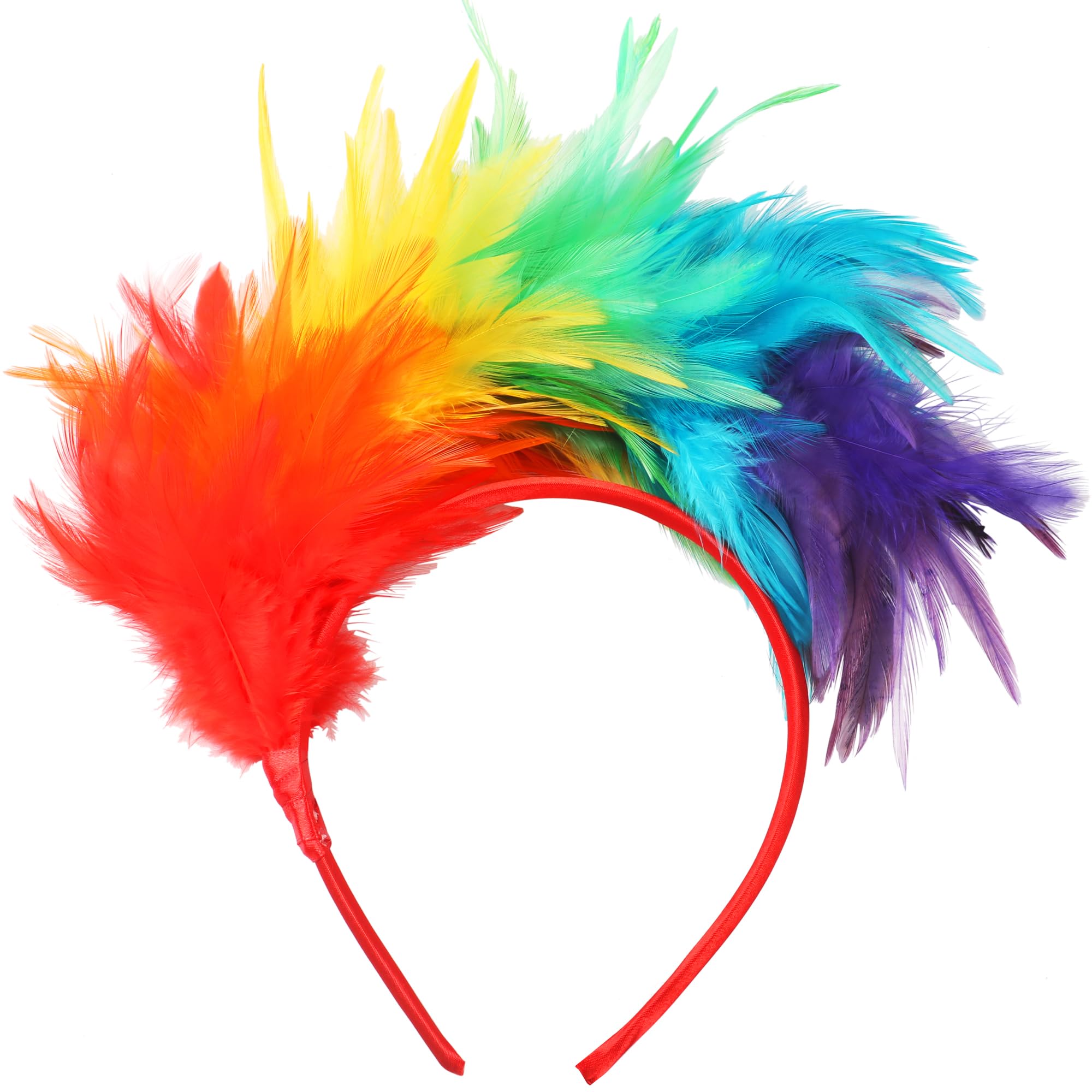 TRIXES Rainbow Feather Headband – One Size Fits Most – Multicolour Fancy Dress Accessory -Perfect for LGBTQIA2s+ Pride and Carnival