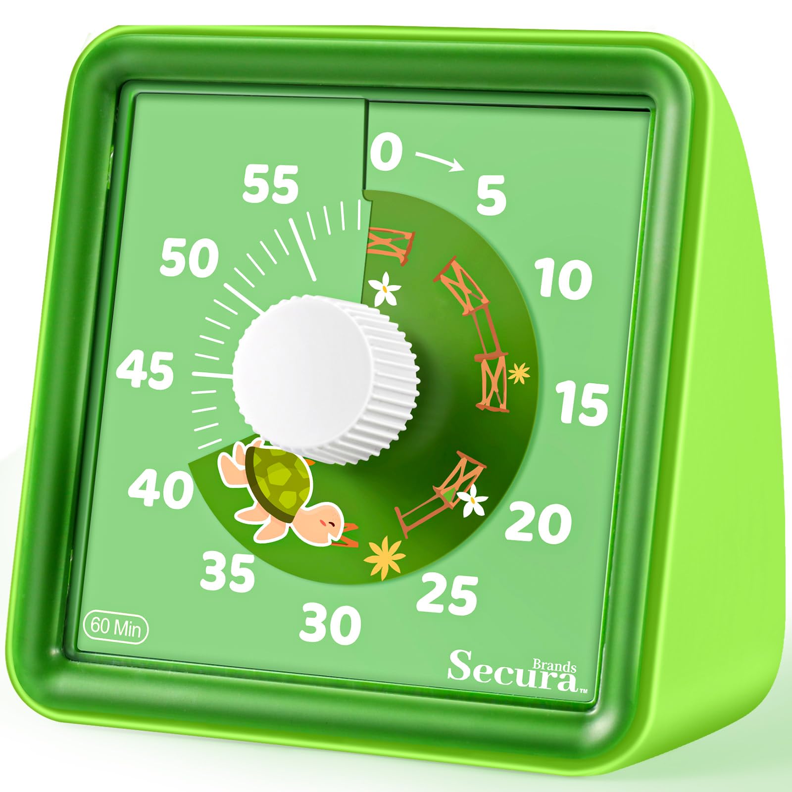 Secura 60-Minute Visual Timer, Countdown Timers for Kids, Time Clocks, Classroom Time Tracker, Time Management Tool (Green & Green)