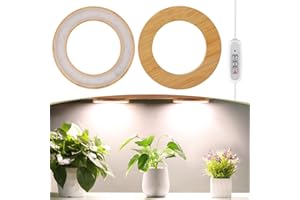 LORDEM Bamboo Ceiling Grow Light for Indoor Plants, 144 LEDs Full Spectrum Grow Lamp, 6.3” Under Cabinet Plant Lamp with 4/8/12H Auto Timer, 3 Switch Modes, 4 Dimmable Brightness Levels, Dual Head