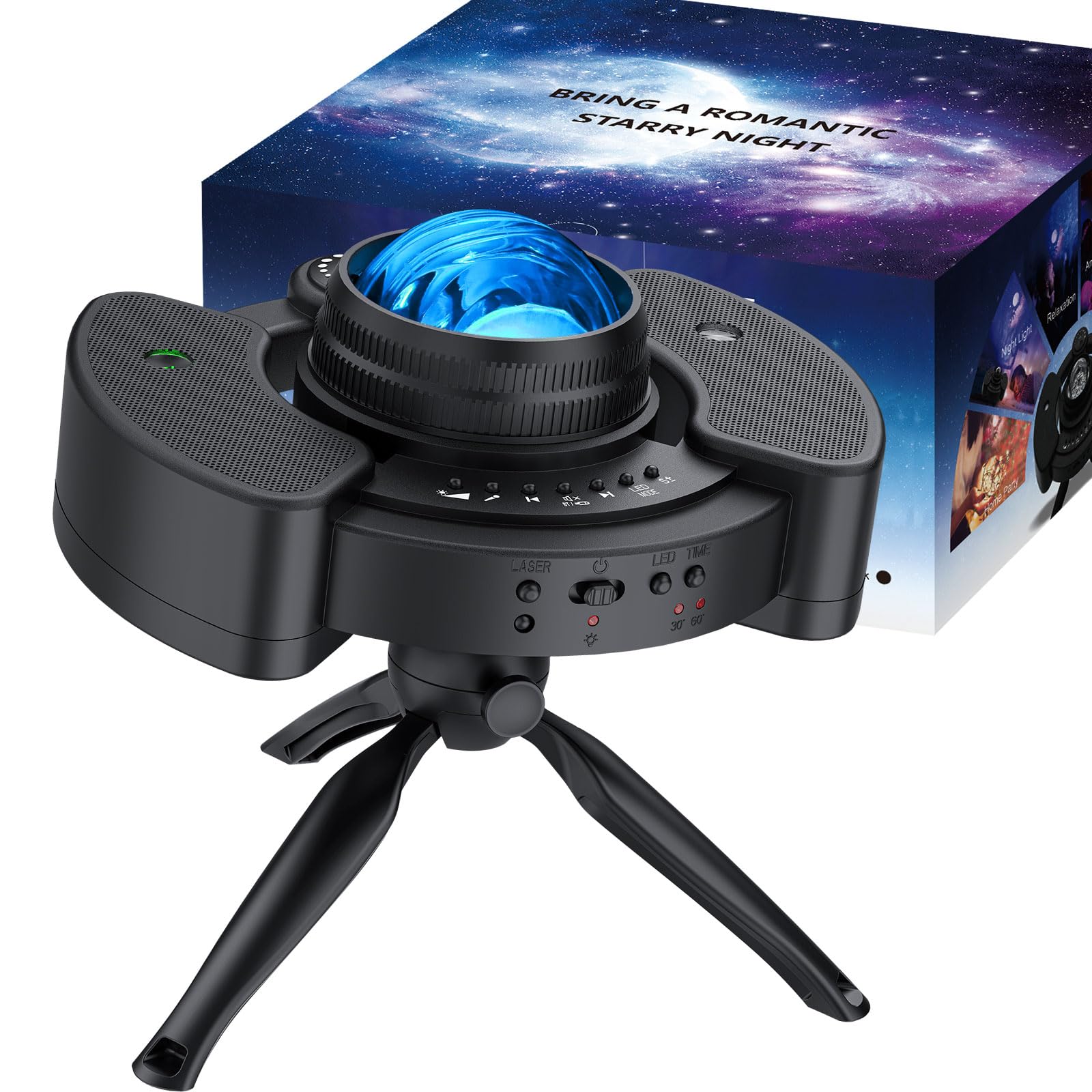 YGiTK Northern Galaxy Lights Projector, Night Light for Bedroom, Aurora Nebula Lamp, Angle Adjustable 360° Swivel, Timer, Speaker, Remote Control, Moon Star Northern Lights