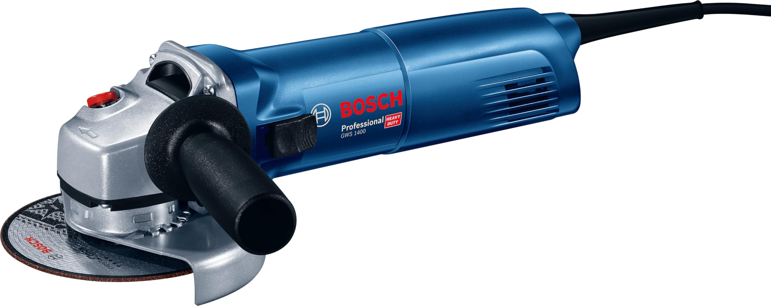 Bosch Professional GWS 1400 angle grinder (1400 W motor, 125 mm disc diameter, backing flange, protective guard, locking nut, two-hole spanner, in carton)