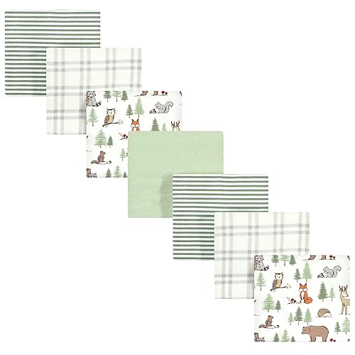Hudson Baby Unisex Baby Cotton Flannel Receiving Blankets Bundle, Forest Animals, One Size