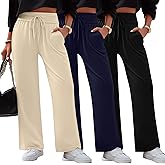 Neer 3 Pack Women's Lounge Pants Wide Leg Yoga Sweatpants with Pockets High Waisted Drawstring Lounge Loose Workout Jogger