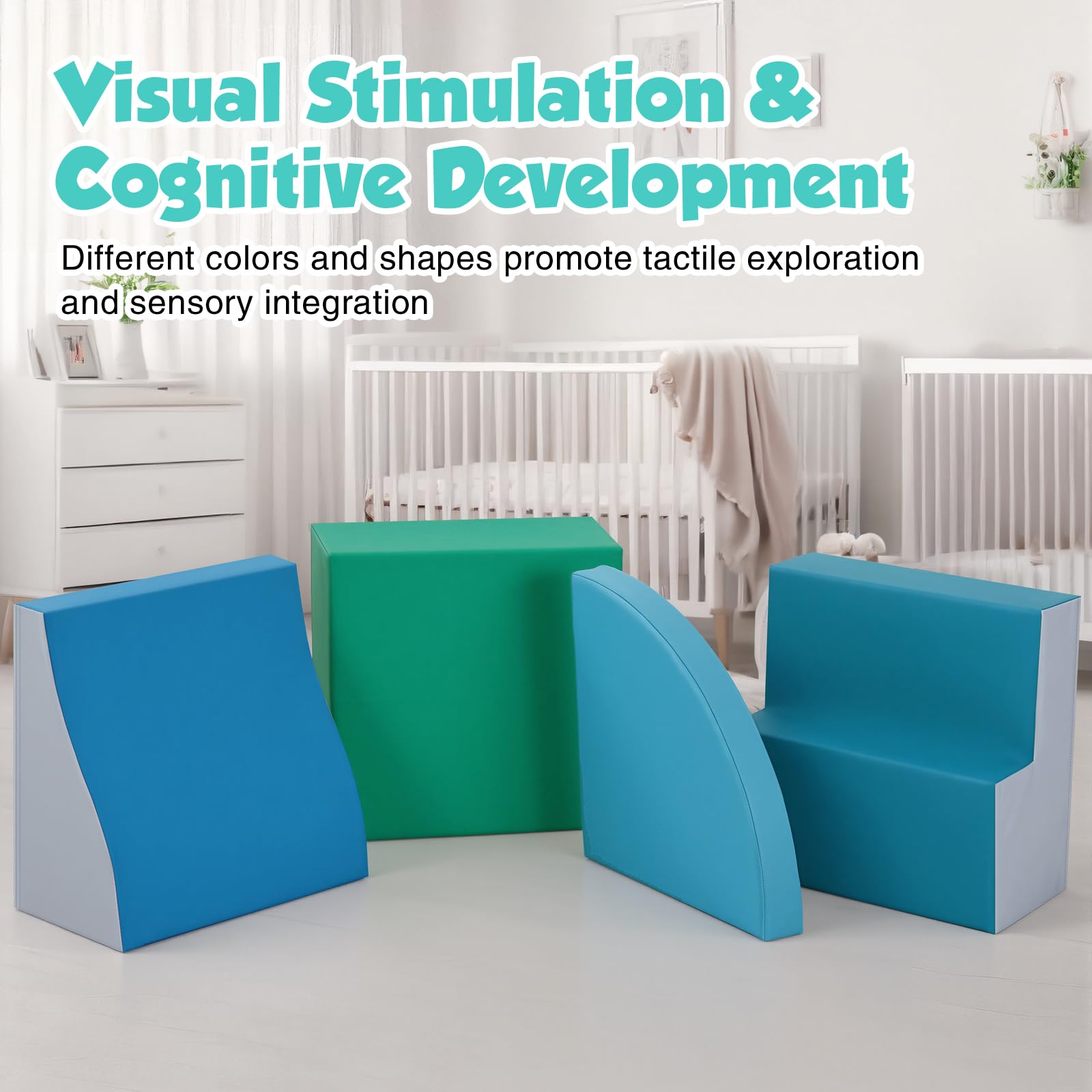 4-Pieces Climbing Toys for Toddlers: PU Leather - Soft Play Climbing for Toddlers - Foam Climbing Blocks for Crawling and Sliding Indoor Playground for Kids