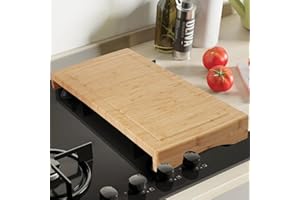 YUHFERA Raised Cutting Board With Legs and Juice Grooves - Adjustable Noodle Board Cover for Gas Stovetop and RV Stove Top (11.41"x21.65")