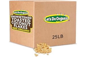 Let's Do Organic Toasted Unsweetened Coconut Flakes - Coconut Flakes Unsweetened Organic, Dried, Vegan - 25 Pounds
