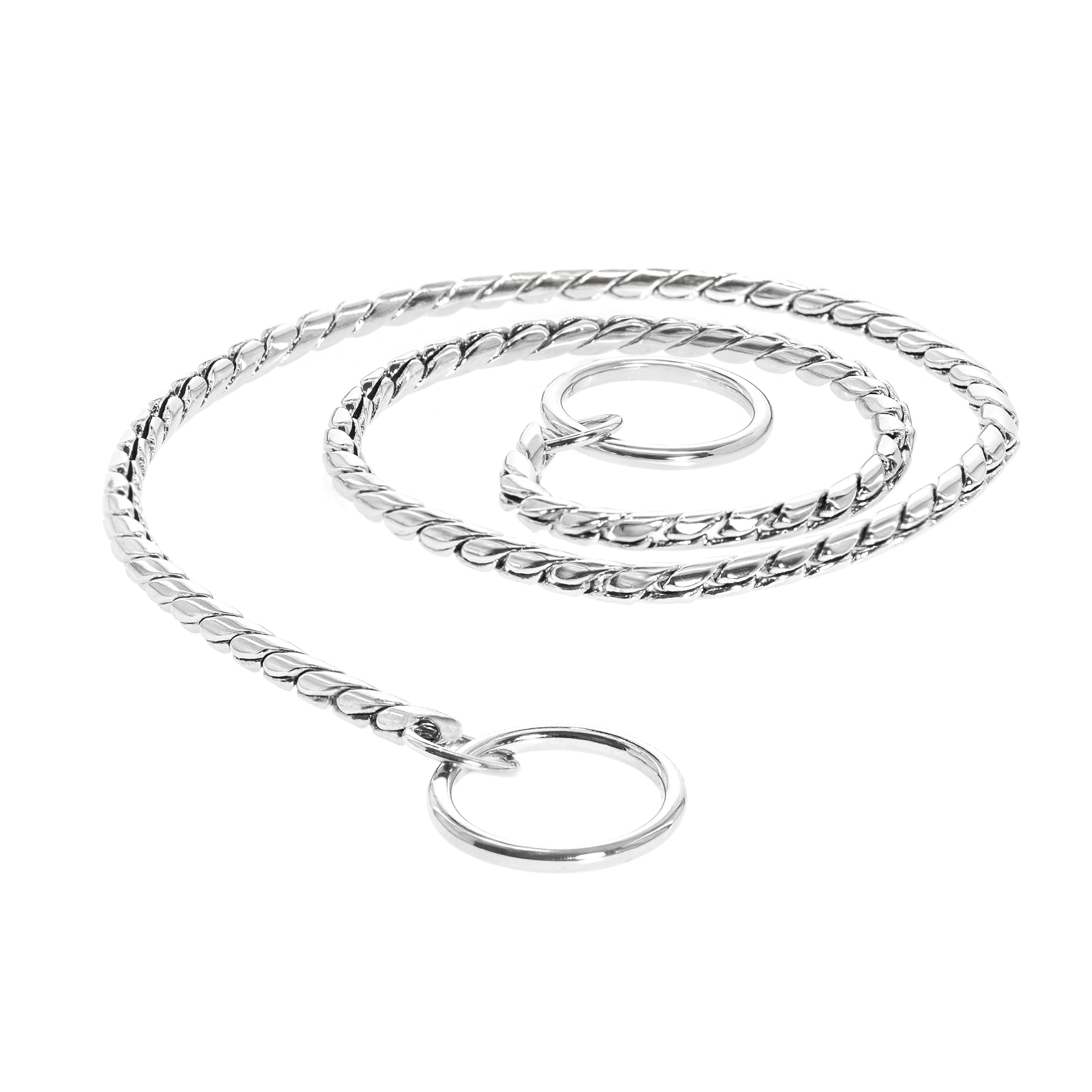 Record - Dog Collar with Thick Snake Chain - With Hook Ring - Made of Chrome Plated Brass - Size XL - 0.5cm - Length 65cm