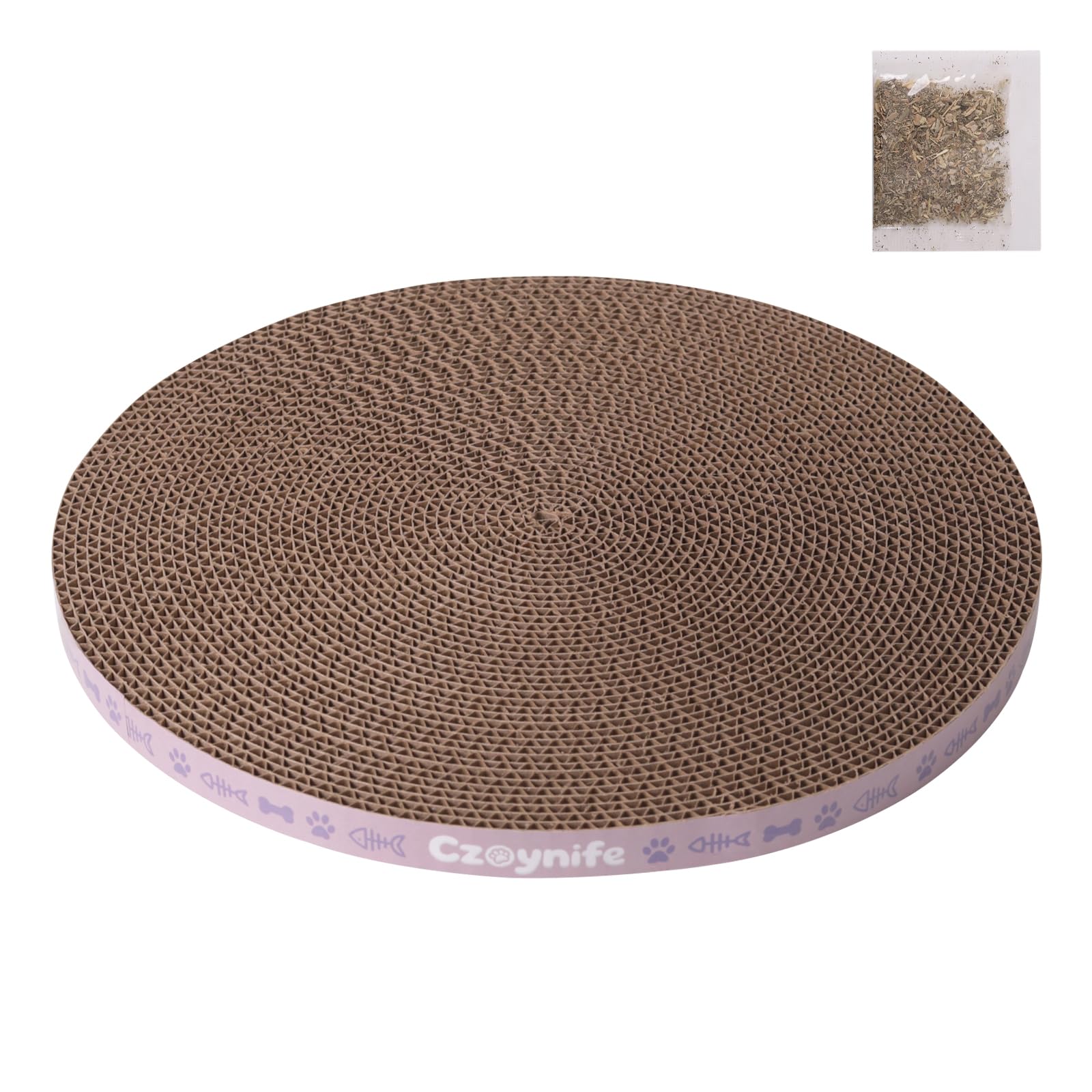 Photo 1 of 10 Inch Round Cat Scratcher Pad - 3/5 Inch Thick Compressed Cardboard Refill for Indoor Cats, Standalone Scratching Board to Protect Home Furniture & Satisfy Feline Scratching Instinct (1 PCS)