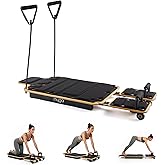 Myga Wooden Pilates Reformer,Home Pilates Machine with Adjustable Resistance and Padded Handles,Compact Durable Reformer for Core Strength, Full Body Workout,Toning and Flexibility