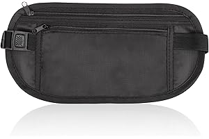 BLMHTWO Money Belt Slim RFID Blocking Passport Holder with Adjustable Strap,Small Waist Pouch,Undercover Fanny Pack for Workout Running Travelling Hiking - Black