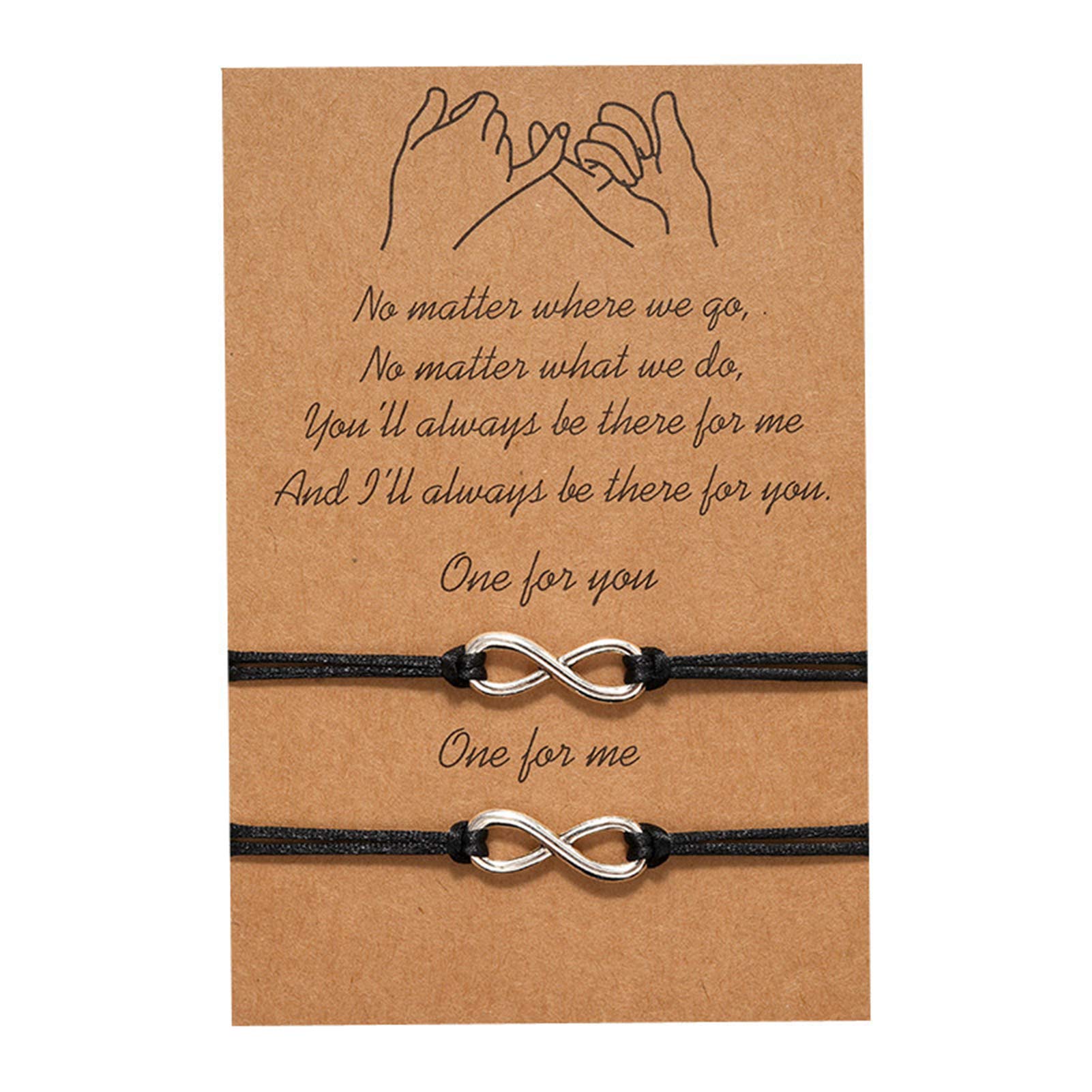 AILUOR 2-Piece Sunflower Pinky Promise Bracelet, Friendship Bracelets Best Friend Birthday Gifts Matching Long Distance Bracelet for Couples Friend Sister Mother Daughter (Infinity)