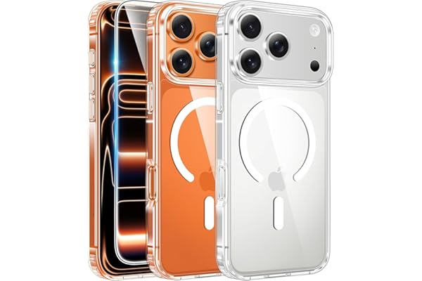 FNTCASE for iPhone 17 Pro-Max Case: Clear Magnetic Phone Cases with Screen Protector Compatible with Magsafe Slim Anti Yellowing Rugged Shockproof Protective Transparent Cell Cover (A-Clear)