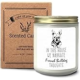 CIOJUNE French Bulldog Dog Candle, French Bulldog Gifts for Women, French Bulldog Mom Gifts, Gifts for French Bulldog Lovers, in This House We Narrate French Bulldogs Thoughts Lavender Candle