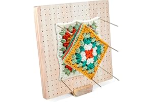 MICOSIM 9.25 Inches Rubber Wooden Crochet Blocking Board,Crochet Accessories with 20 Pcs Steel Pins for Knitting Crochet and Granny Squares,Blocking Board for Crochet Knitting and Crochet Projects……