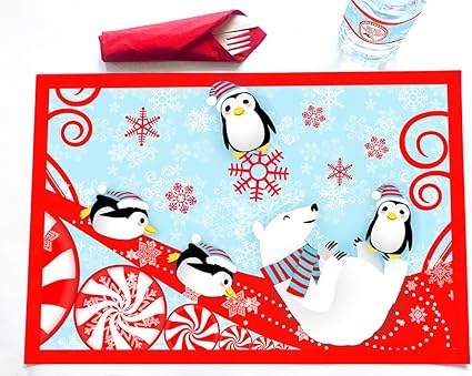 Amazon Com Pop Parties Winter Wonderland 12 Placemats Penguin