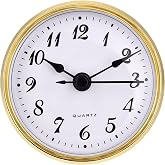 Hicarer 2.8 Inch 70 mm Quartz Clock Insert Face Replacement, Gold Trim | Arabic Numeral Clock Movement Replacement, Mini Clocks Head Parts White Face, Round Mechanism