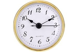 Hicarer 2.8 Inch/ 70 mm Quartz Clock Insert, Gold Trim, Arabic Numeral, Quartz Movement (Gold Trim)