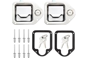 MMXIANG Truck Tool Box Latch Stainless Steel Toolbox Paddle Lock Replacement Handle 4-3/8inch x 3-1/4inch Paddle Keys for Truck, RV, Trailer, UTV, ATV Box (2 Pack)
