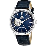 Orient 'Bambino Open Heart' Japanese Automatic Stainless Steel and Leather Dress Watch