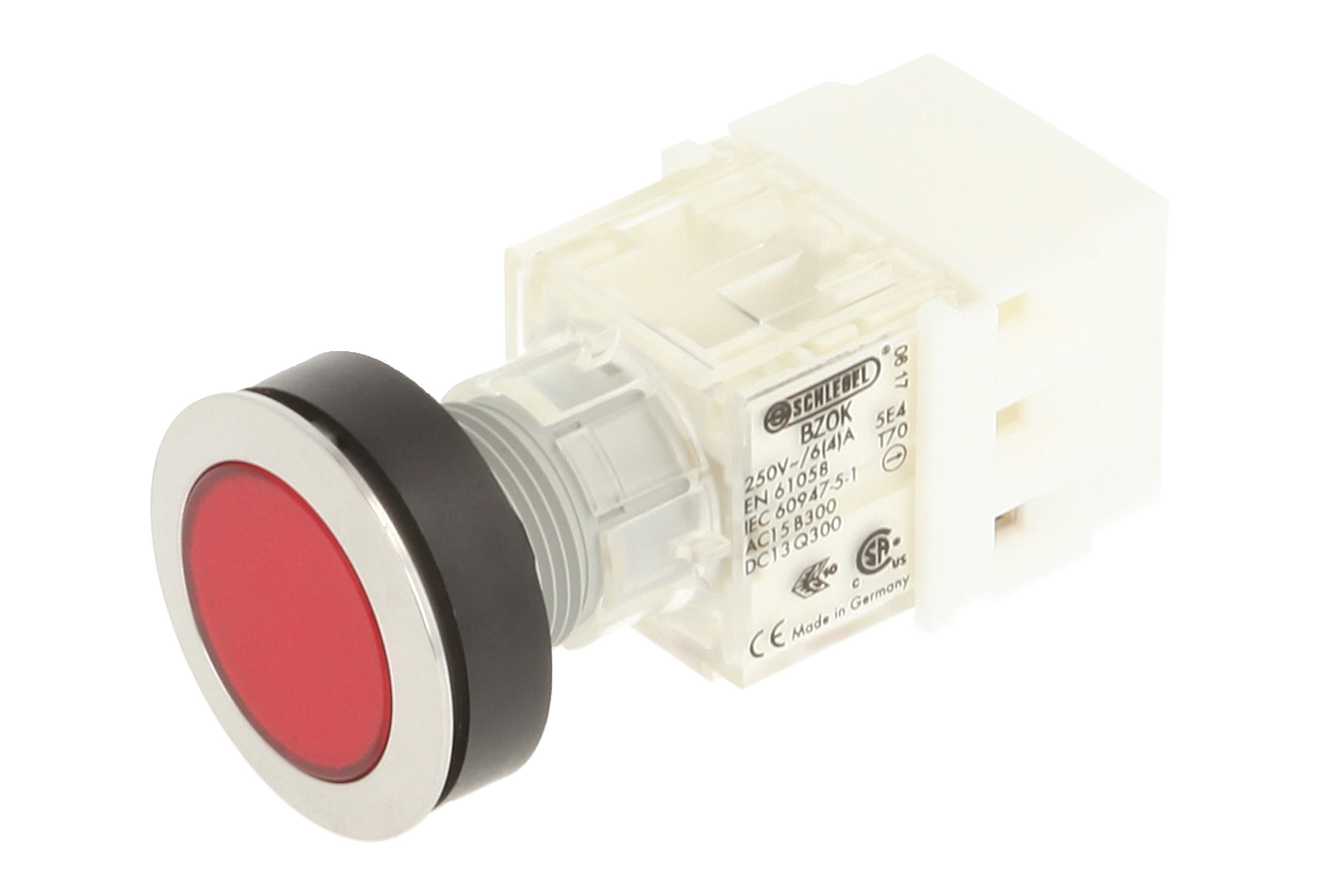 Schlegel 23.000.485 Push Button Stainless Steel, Button Cap Red, Push Contact Sensor 1 Opener, Screw Connection