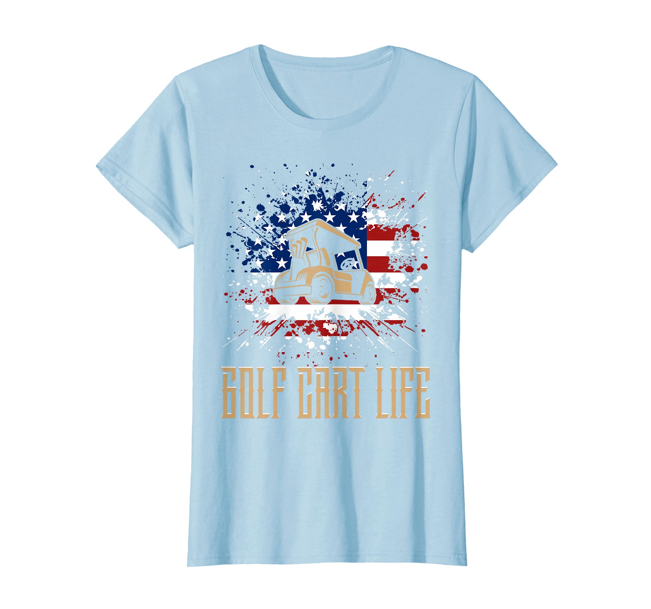 Golf Cart Life American Flag Ball Swing Golfing Course Golf T-Shirt