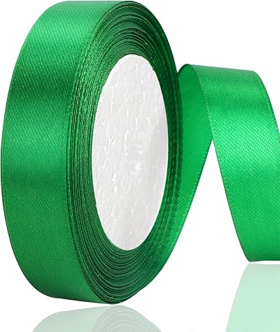 OWill Green Satin Ribbon 20mm x 22m Double Sided Polyester Gift Wrap