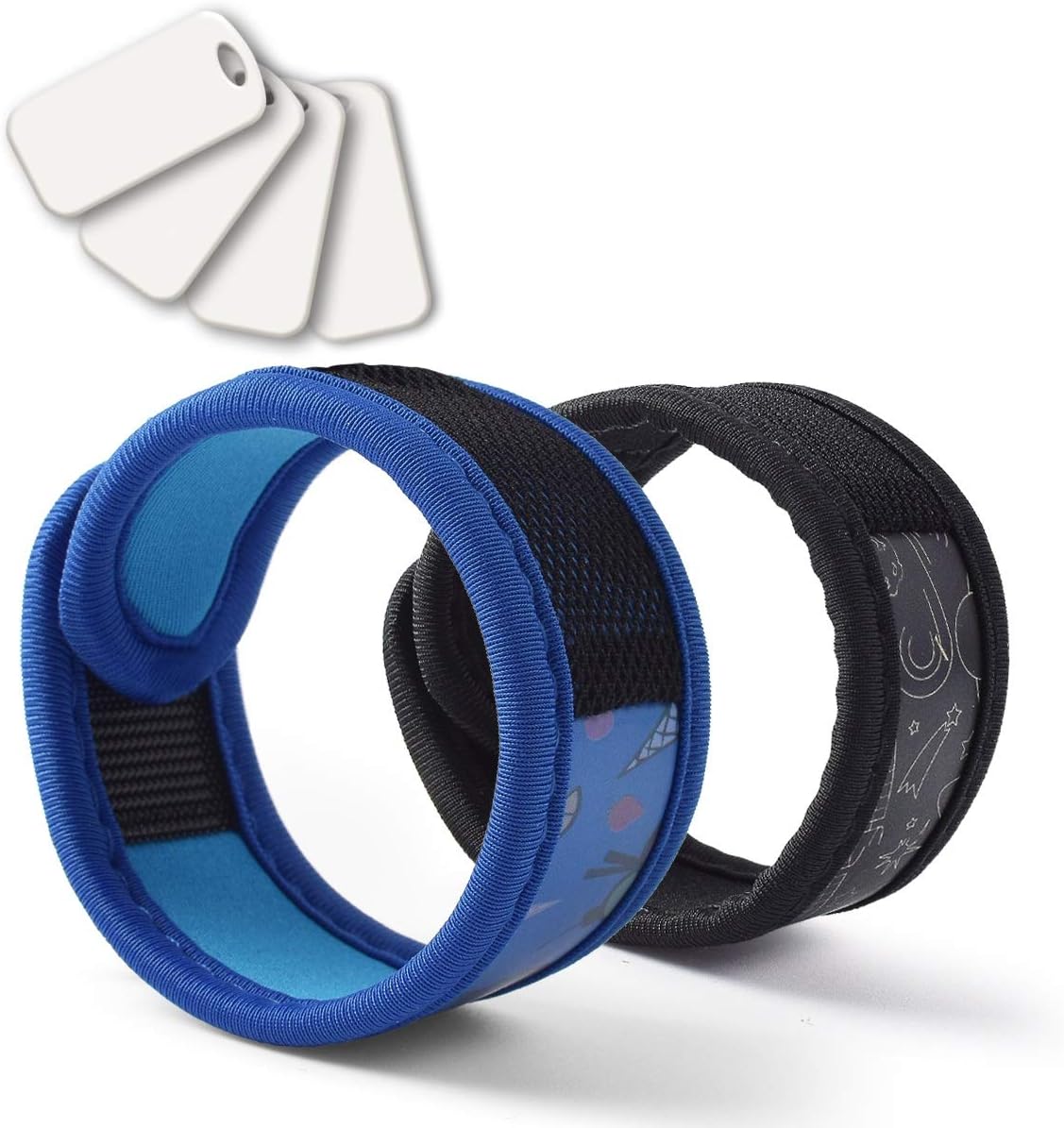 BuggyBands 2 Pack Mosquito Bracelet with 4 Essential Oils Refills, Waterproof Wristbands for Kids & Adults, Natural Deet-Free Resealable,Safe Indoor Outdoor Protection (Blue-Black): Garden & Outdoor