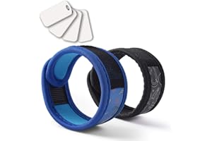 BuggyBands 2 Pack Mosquito Bracelet with 4 Essential Oils Refills, Waterproof Wristbands for Kids & Adults, Natural Deet-Free Resealable,Safe Indoor Outdoor Protection (Blue-Black)
