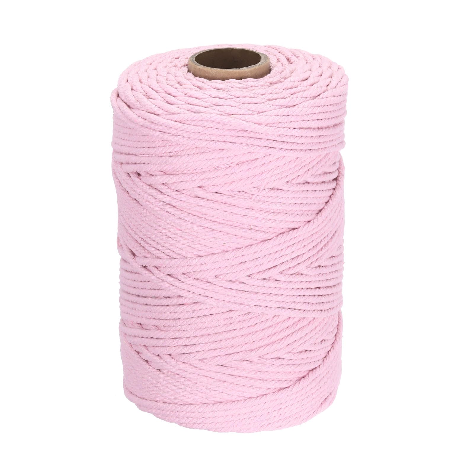 DMiotech 4mm x 220M (241 Yard) Light Pink Natural Cotton Macrame Rope, Wall Hanging Handmade Single Strands Twisted Macrame Cotton Cord for Plant Hangers, Gift Wrapping Wedding