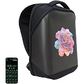 MYKYLIN LED Backpack Waterproof, 96 * 128 Pixel, Customizable Images, Black | APP Control, Display Screen Customized Bag for Motorcycle, 16-inch Laptop, Travel, Advertisement, Graffiti, Party