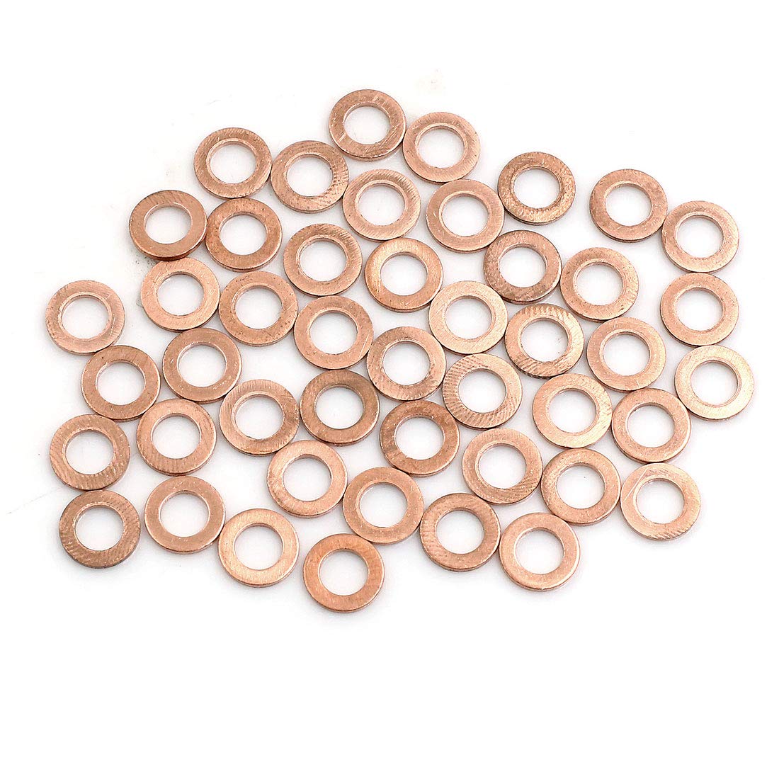 X AUTOHAUX 50 Pcs 5mm Inner Diameter Copper Washers Flat Sealing Gasket Rings