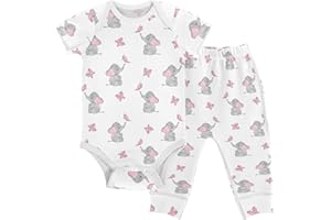 vvfelixl Baby Clothes Cute Cat Baby Bodysuits Set Unisex Short Sleeve Baby Pants Sets 0-3M