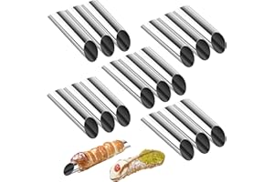 HANMIR Cannoli Tubes,5 inch Large Stainless Steel Cannoli Forms Non-stick cream horn Danish Pastry Molds for Croissant Shell Cream Roll Pack of 15